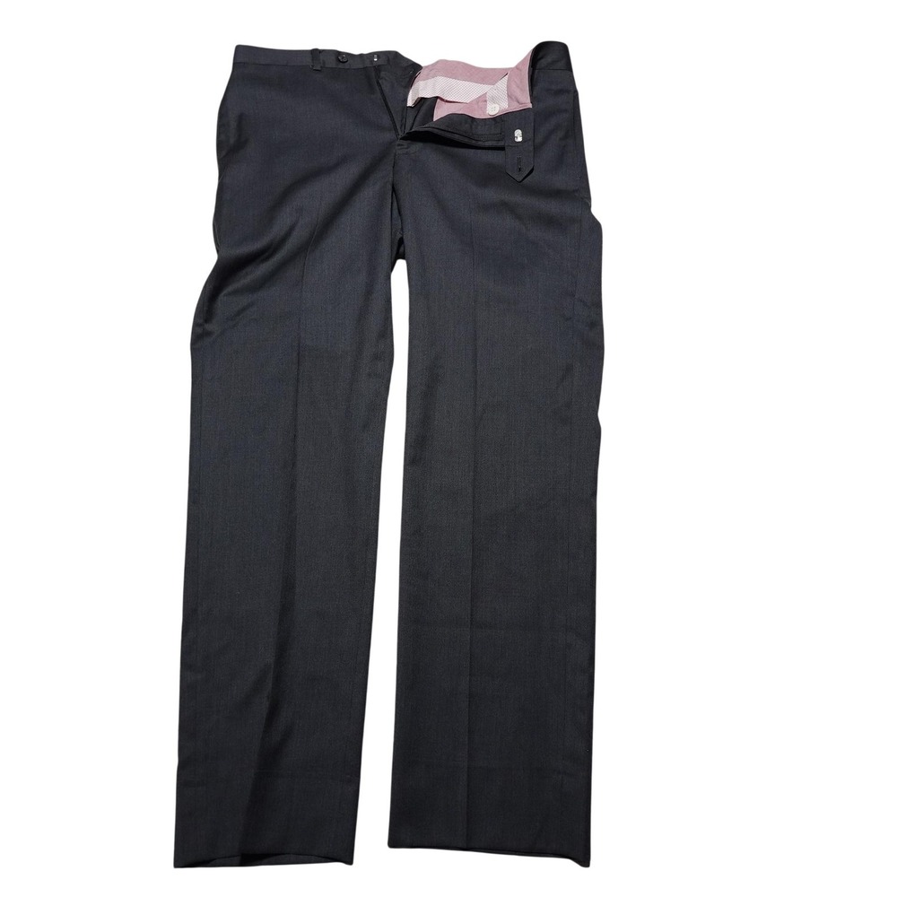 Samuelsohn Performance Wool Dress Pants Mens 36x31 Gray Flat Front Loro Piana